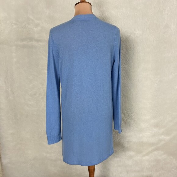 ATM Blue Open Front Long Sleeve 100% Cashmere Knit Cardigan Sweater S - Picture 3 of 6